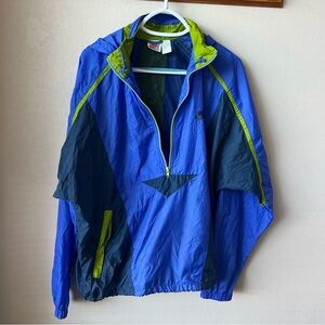 Vintage Nike Windbreaker Jacket Blue Green Hooded Zip Up Men’s Size L 80s 90s
